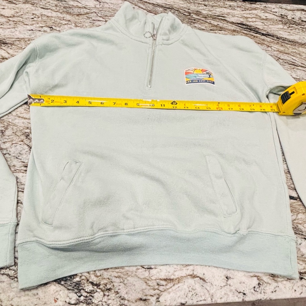 Ron Jon Light Mint Green Half-Zip Sweatshirt with Small Surf Patch